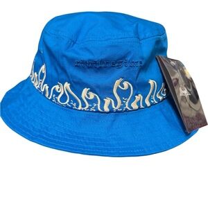 Civil Regime Blue Bucket Hat with White Flame Embroidery Sz L/XL